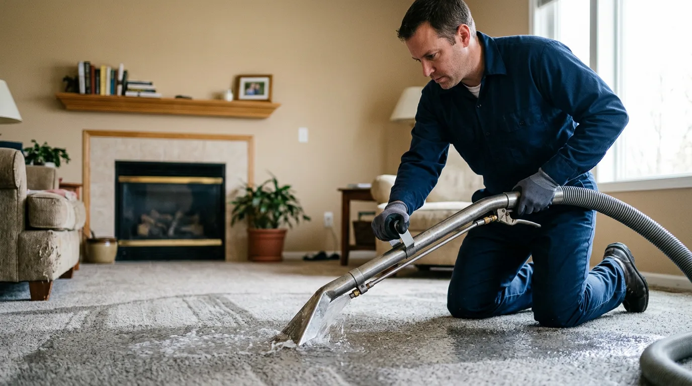 Water damage restoration technician working near Raleigh, NC